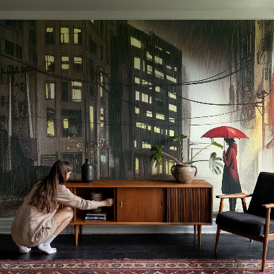 Fototapet 3d pentru living Păsări și crini