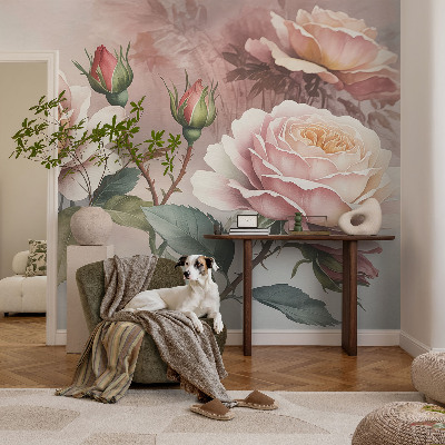 Fototapet 3D pentru living cu model de dungi ondulate