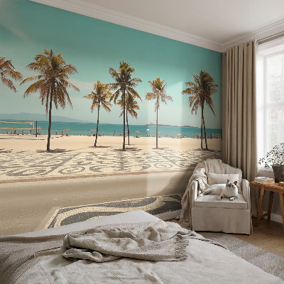 Fototapet 3D pentru living cu siluete florale