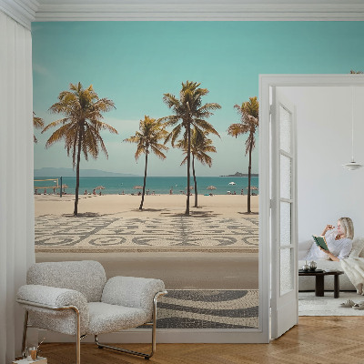 Fototapet 3D pentru living cu siluete florale