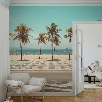 Fototapet 3d pentru living Siluete florale