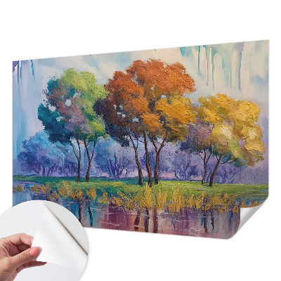 Fototapet 3D cu papagal pe fond de rodie