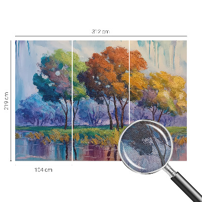 Fototapet 3D cu papagal pe fond de rodie