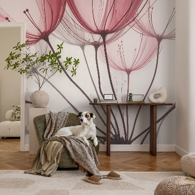 Fototapet 3D pentru dormitor într-un design cu motive florale elegante