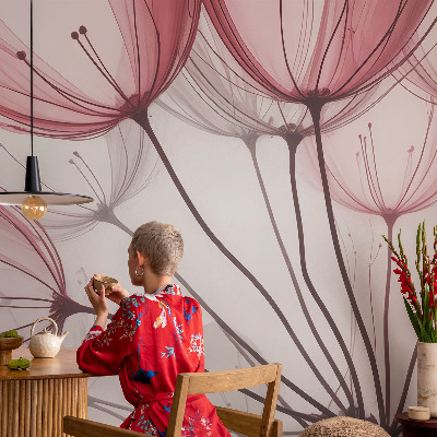 Fototapet 3D pentru dormitor într-un design cu motive florale elegante