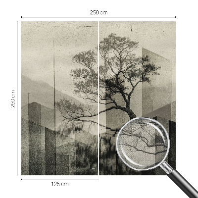 Fototapet 3D pentru living cu peisaj forestier