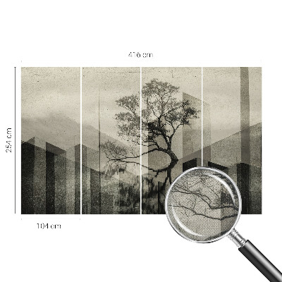 Fototapet 3D pentru living cu peisaj forestier