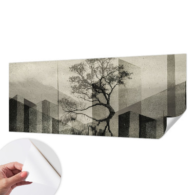 Fototapet 3D pentru living cu peisaj forestier