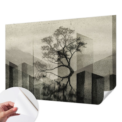 Fototapet 3D pentru living cu peisaj forestier