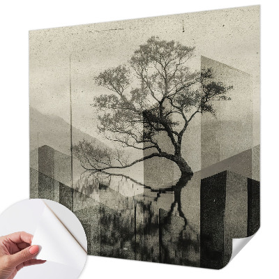 Fototapet 3D pentru living cu peisaj forestier