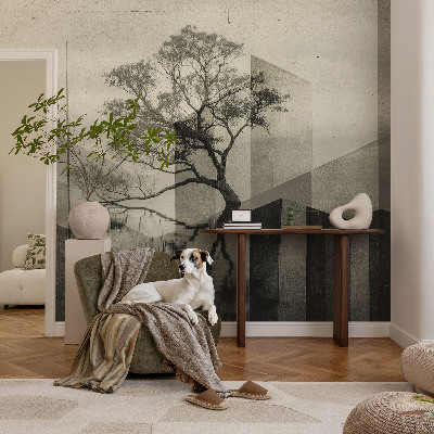 Fototapet 3D pentru living cu peisaj forestier