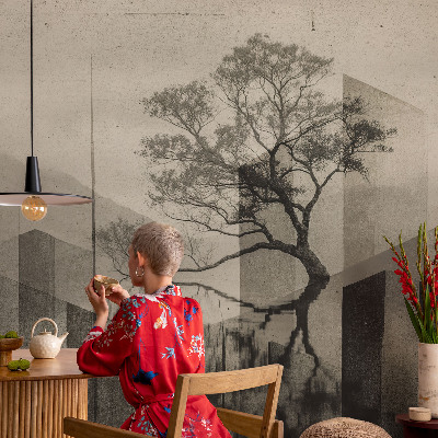 Fototapet 3D pentru living cu peisaj forestier