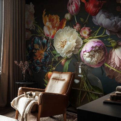 Fototapet autoadeziv pentru dormitor cu motiv cu o pasăre în decor de iarnă