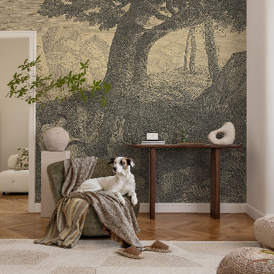 Fototapet 3D pentru living cu motiv de acoperișuri urbane