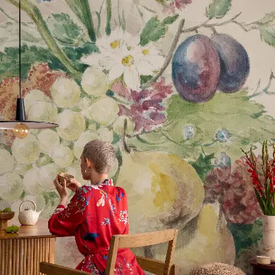 Tapet foto autoadeziv Blomster og frugter