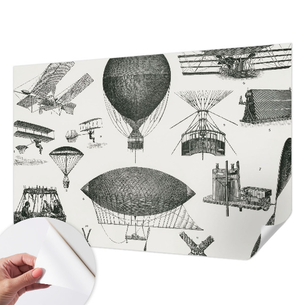 Fototapet 3D pentru living cu tema „Istoria aviației”