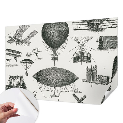 Fototapet 3D pentru living cu tema „Istoria aviației”