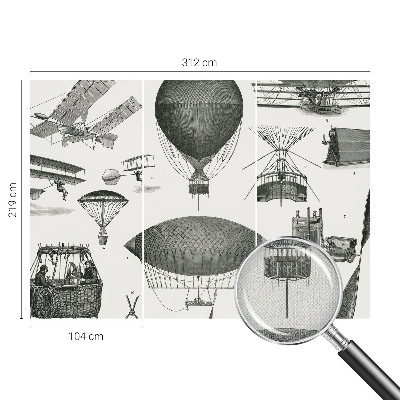 Fototapet 3D pentru living cu tema „Istoria aviației”