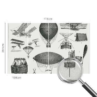 Fototapet 3D pentru living cu tema „Istoria aviației”