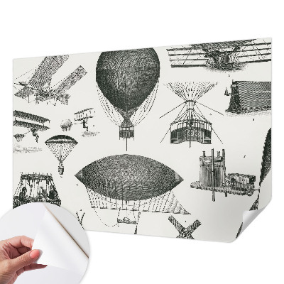 Fototapet 3D pentru living cu tema „Istoria aviației”