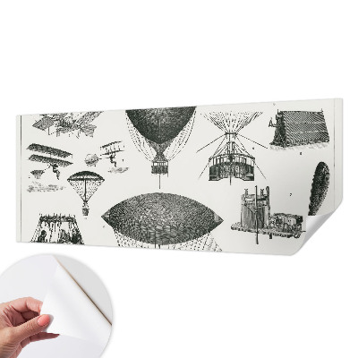 Fototapet 3D pentru living cu tema „Istoria aviației”