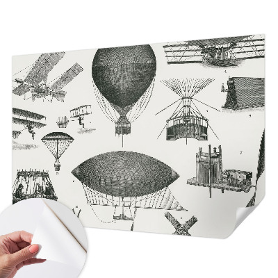 Fototapet 3D pentru living cu tema „Istoria aviației”