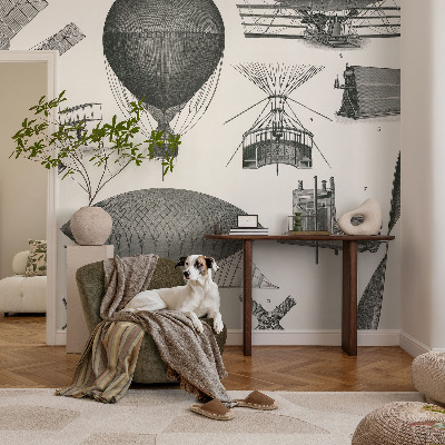 Fototapet 3D pentru living cu tema „Istoria aviației”