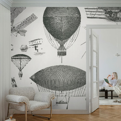 Fototapet 3D pentru living cu tema „Istoria aviației”