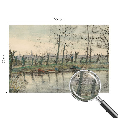 Fototapet 3D pentru living cu peisaj de iarnă