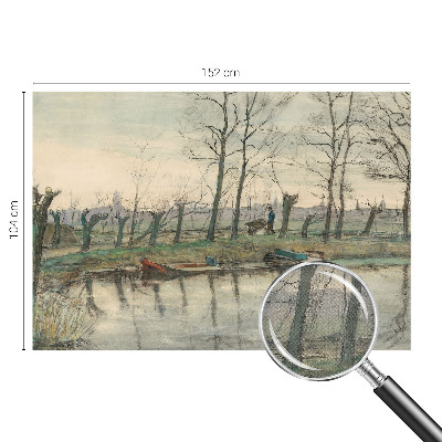 Fototapet 3D pentru living cu peisaj de iarnă