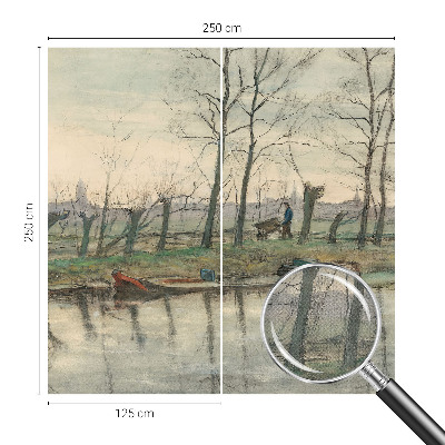 Fototapet 3D pentru living cu peisaj de iarnă