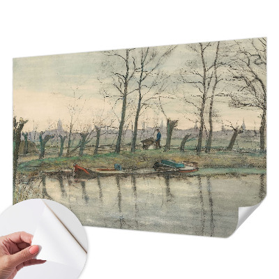 Fototapet 3D pentru living cu peisaj de iarnă