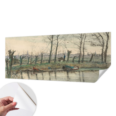Fototapet 3D pentru living cu peisaj de iarnă