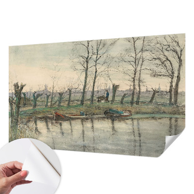 Fototapet 3D pentru living cu peisaj de iarnă