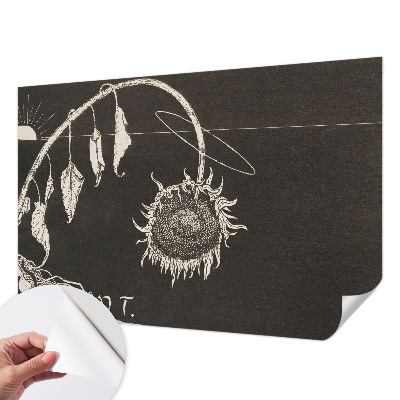 Fototapet autoadeziv pentru living cu model nostalgic cu floarea-soarelui