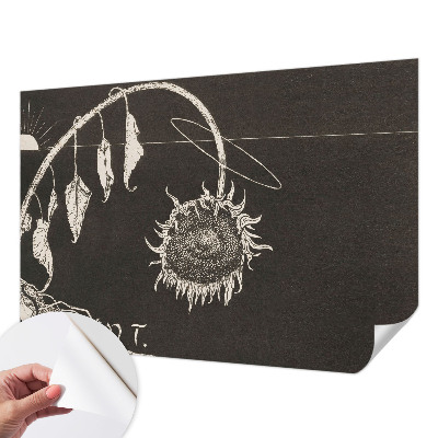 Fototapet autoadeziv pentru living cu model nostalgic cu floarea-soarelui