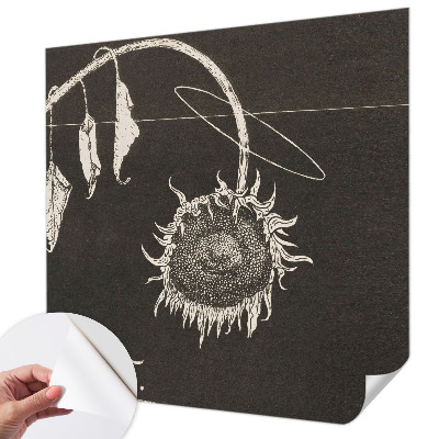 Fototapet autoadeziv pentru living cu model nostalgic cu floarea-soarelui