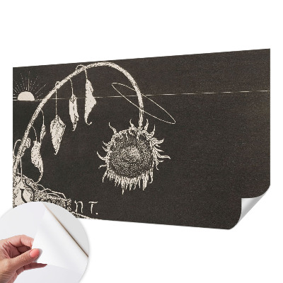 Fototapet autoadeziv pentru living cu model nostalgic cu floarea-soarelui