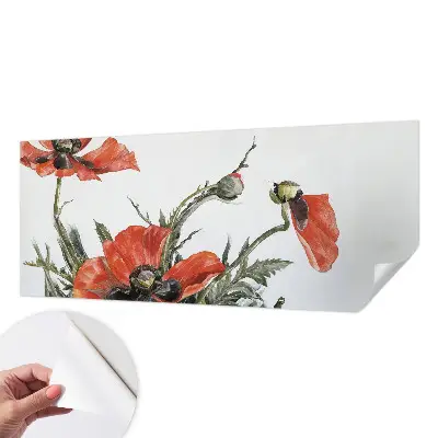 Fototapet 3d autoadeziv Røde valmuer
