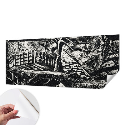Fototapet 3D pentru dormitor cu motiv arhitectural în nuanţe naturale