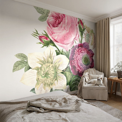 Fototapet autoadeziv pentru living cu motiv floral „Blomsterbuket”