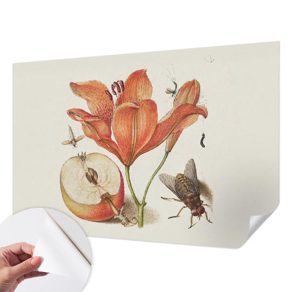 Fototapet autoadeziv pentru dormitor cu ilustrație botanică