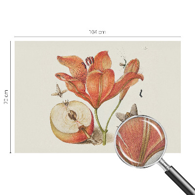 Fototapet autoadeziv pentru dormitor cu ilustrație botanică