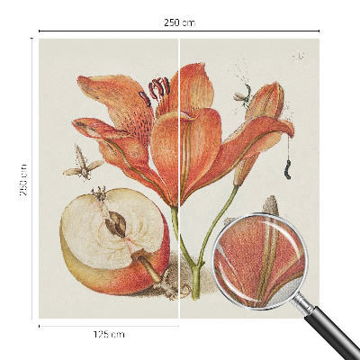 Fototapet autoadeziv pentru dormitor cu ilustrație botanică