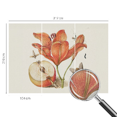 Fototapet autoadeziv pentru dormitor cu ilustrație botanică