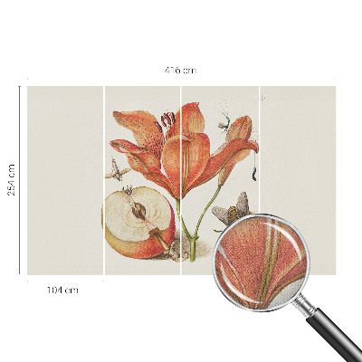 Fototapet autoadeziv pentru dormitor cu ilustrație botanică