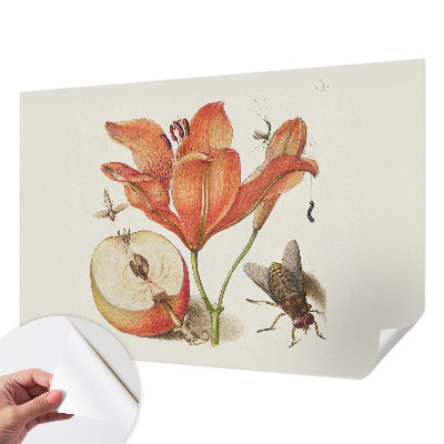 Fototapet autoadeziv pentru dormitor cu ilustrație botanică