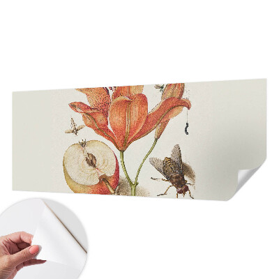 Fototapet autoadeziv pentru dormitor cu ilustrație botanică