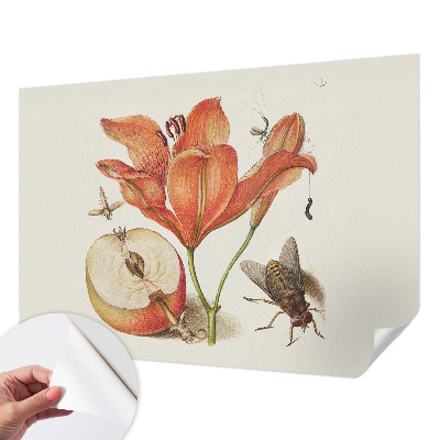 Fototapet autoadeziv pentru dormitor cu ilustrație botanică