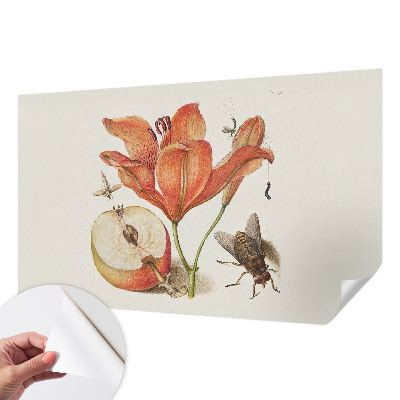 Fototapet autoadeziv pentru dormitor cu ilustrație botanică